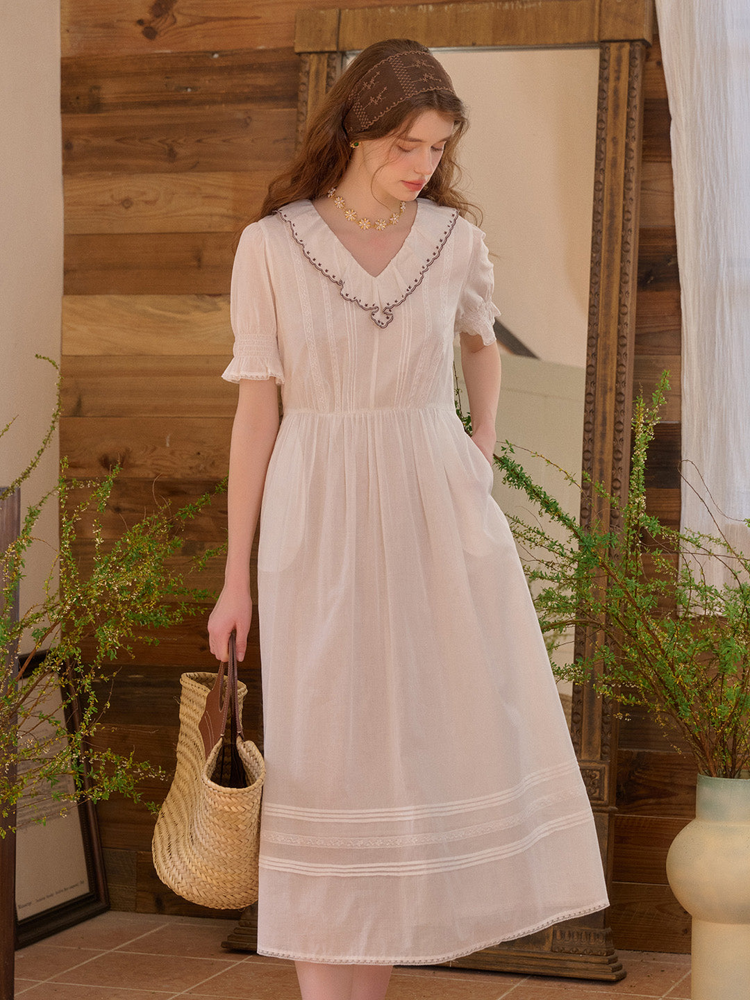 Rika V-Neck 100% Cotton Dress