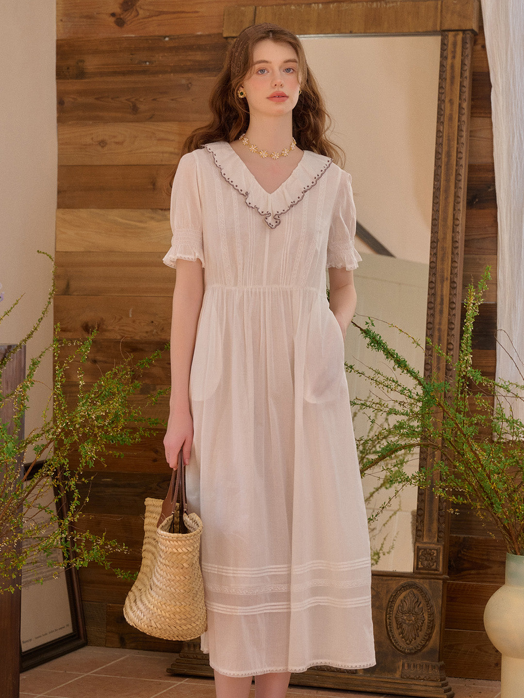 Rika V-Neck 100% Cotton Dress