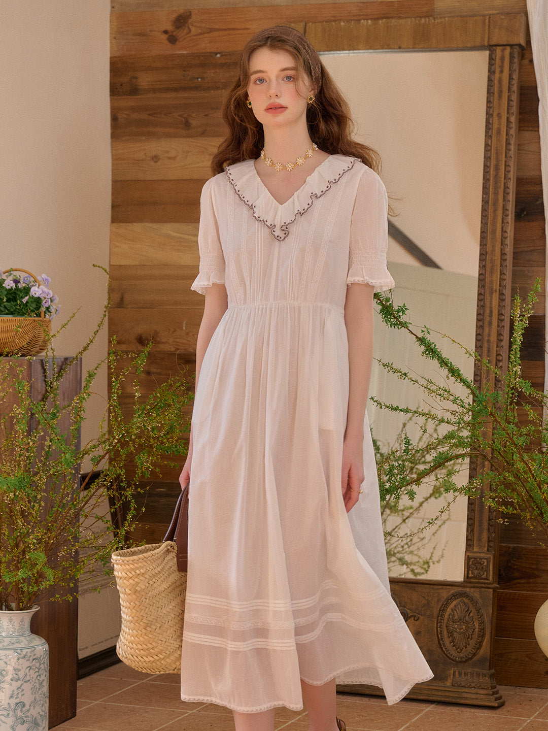 Rika V-Neck 100% Cotton Dress