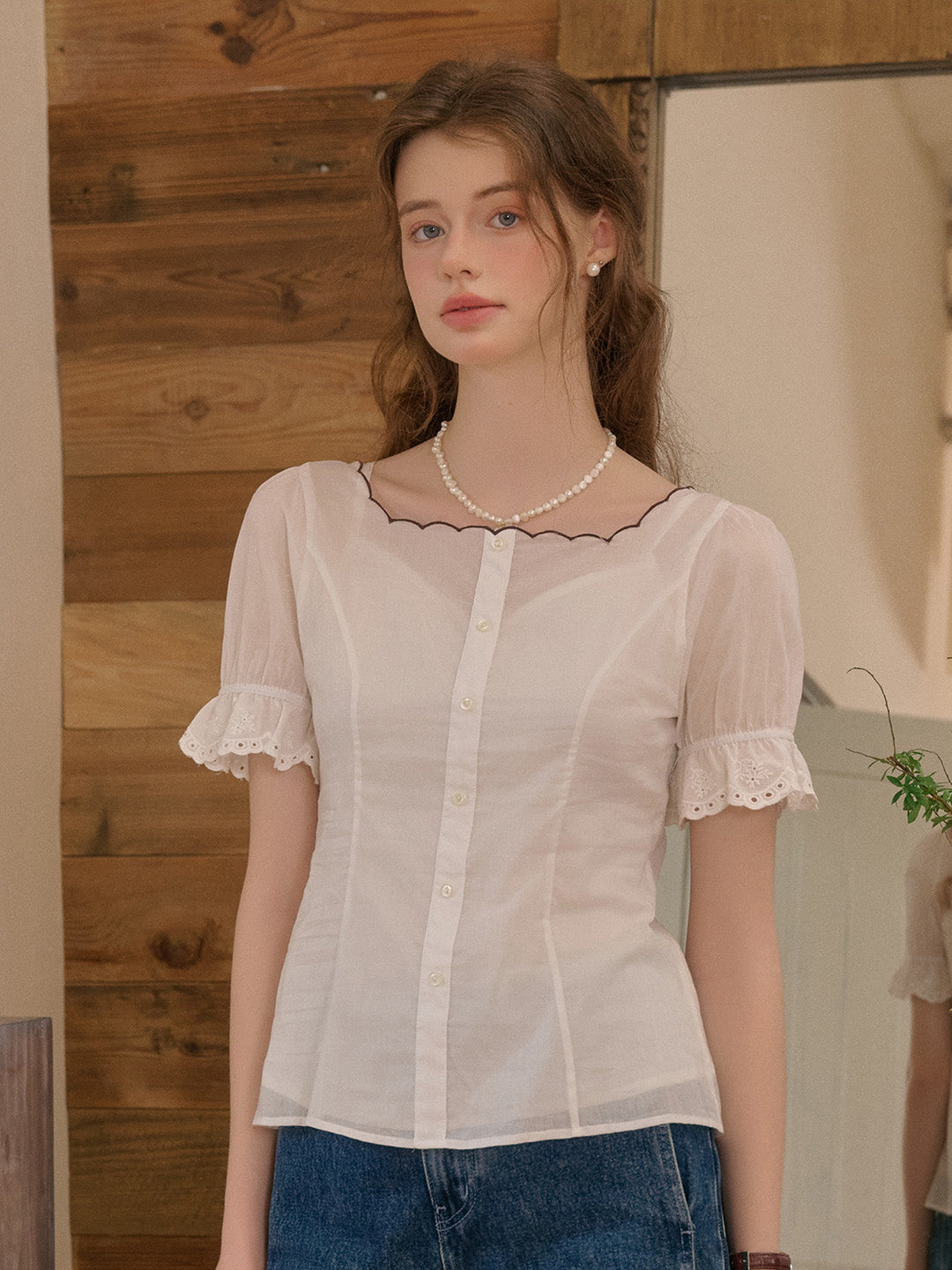 Willa Square Neck Reversible Cotton Blouse