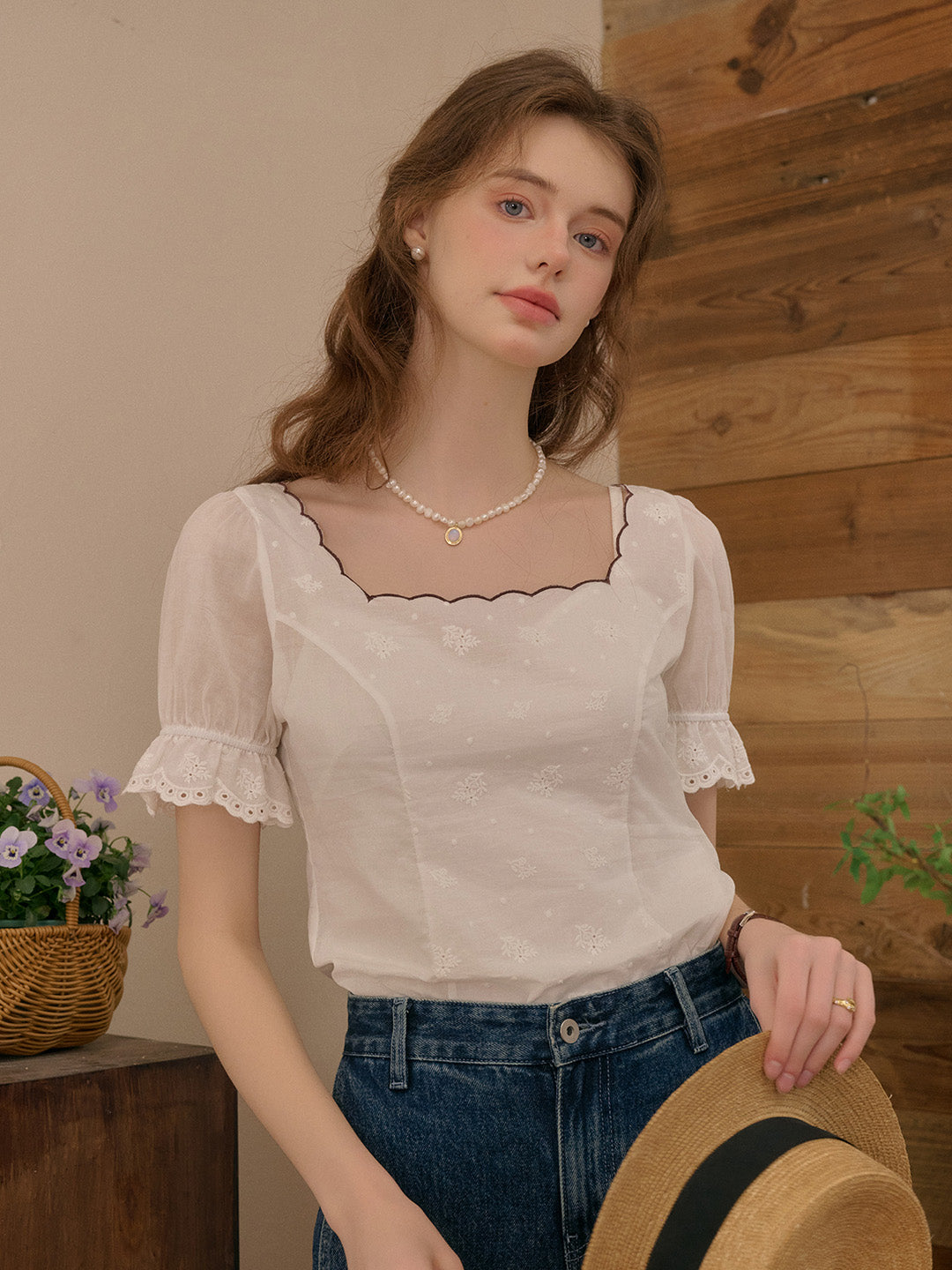 Willa Square Neck Reversible Cotton Blouse