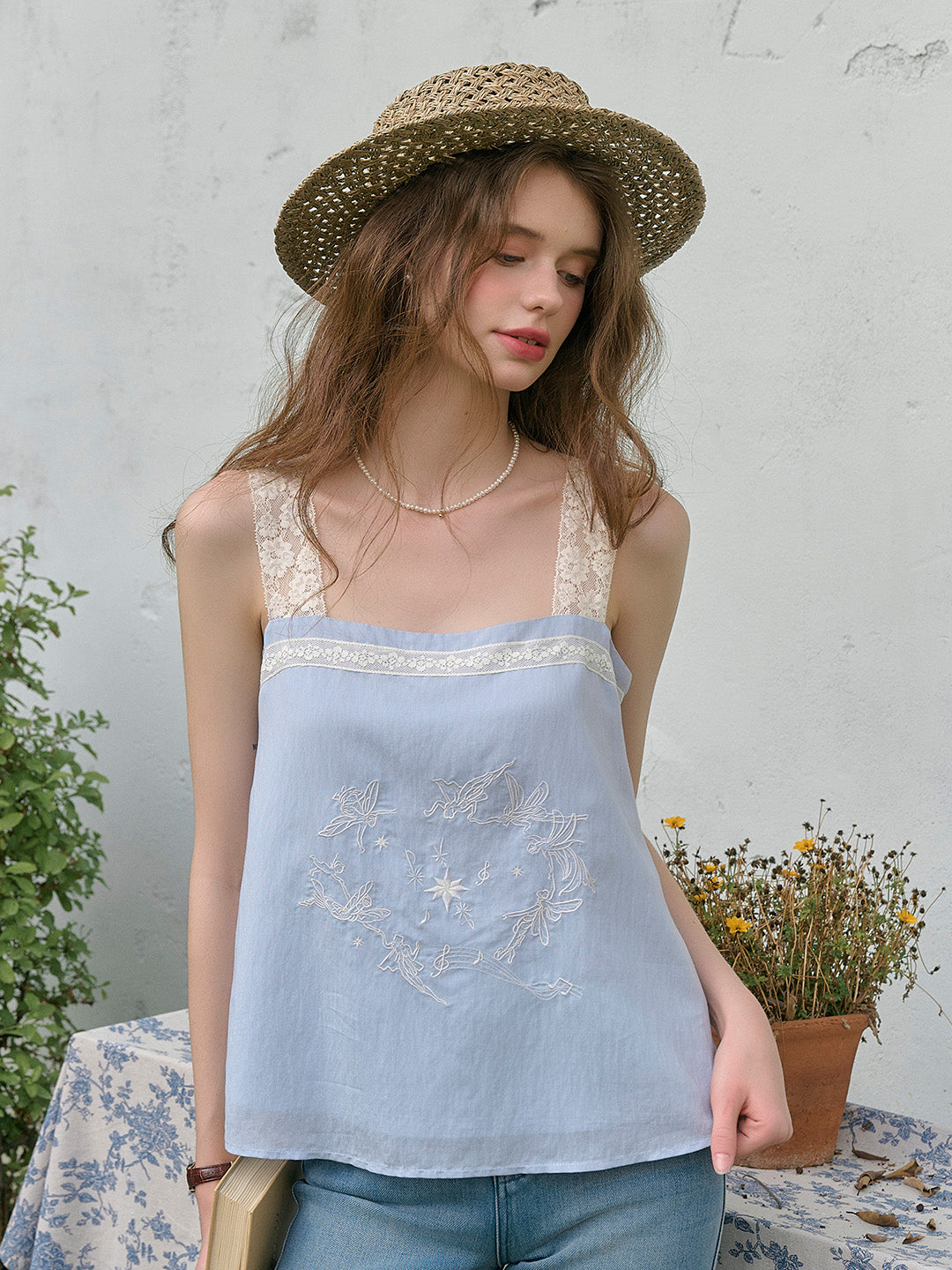 Clara Square Neck Lace Tank Top