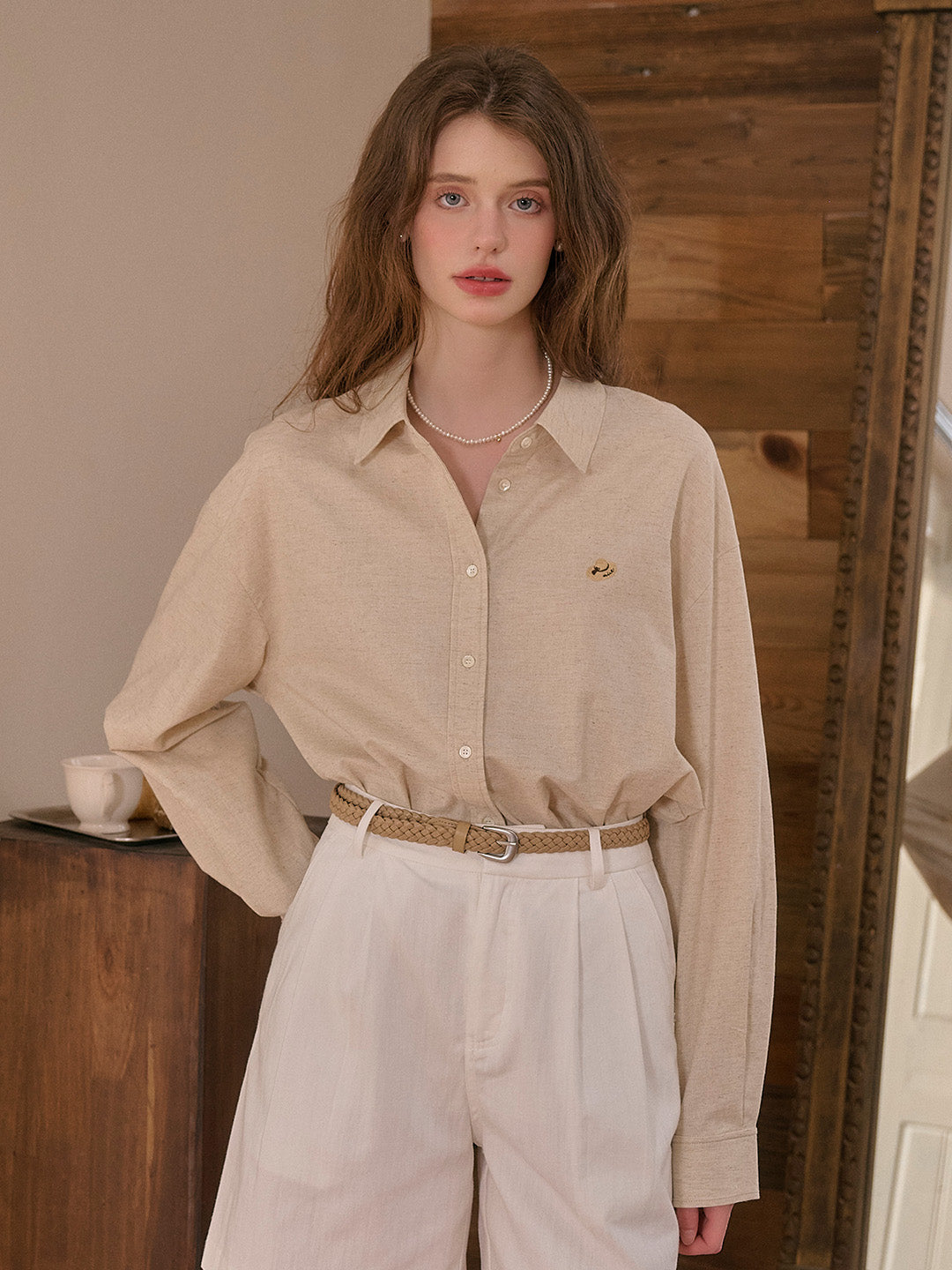 Layla Lapel Embroidery Shirt