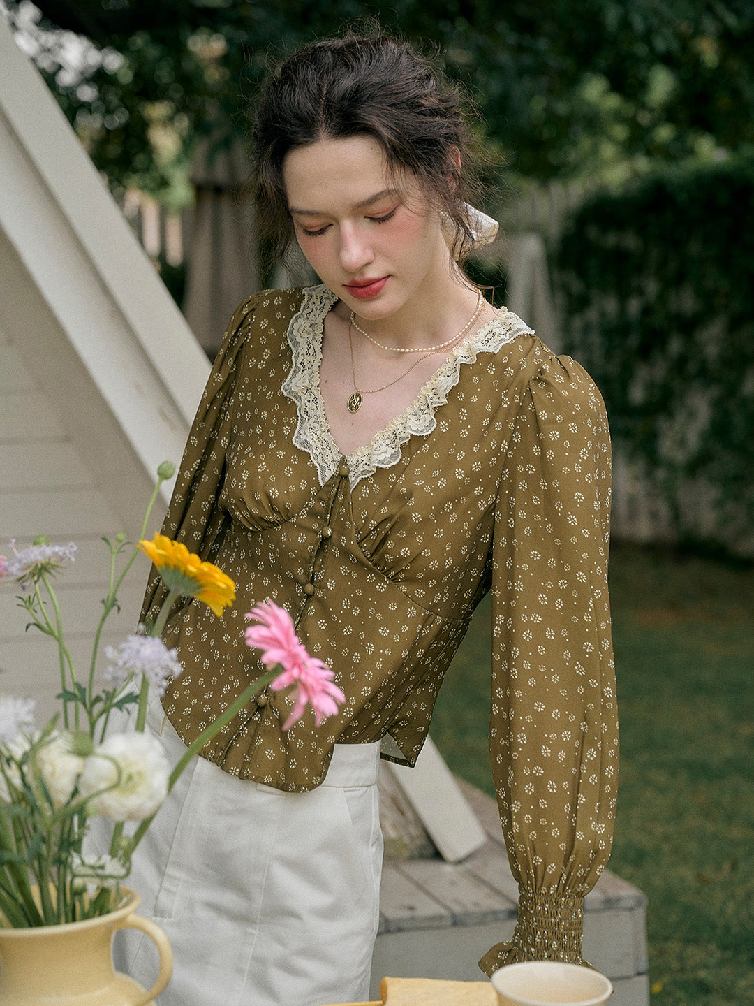 【Final Sale】Laurel V-Neck Floral Blouse - Purple