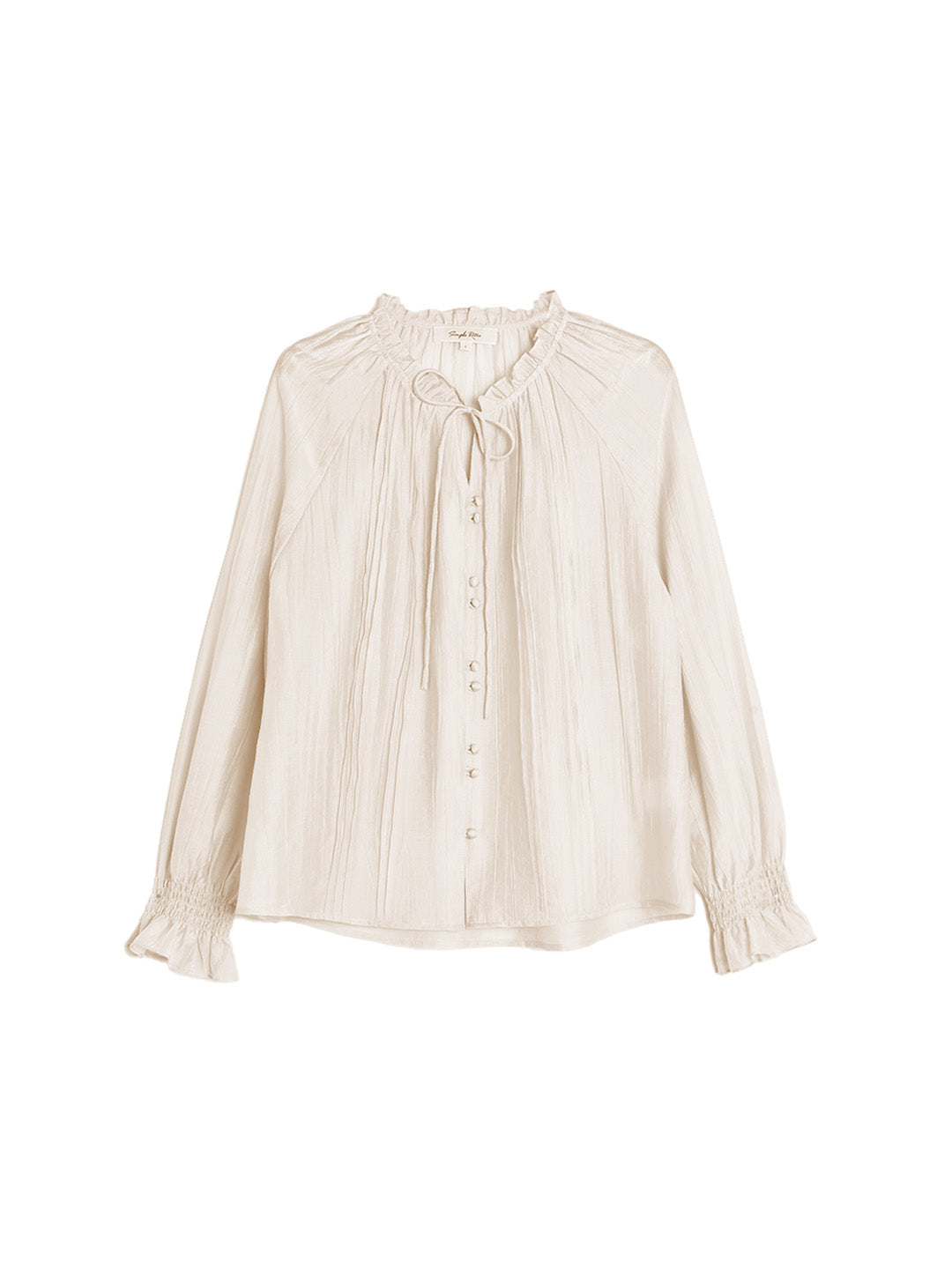 Sana Ruffle Collar Tie Blouse - Off White