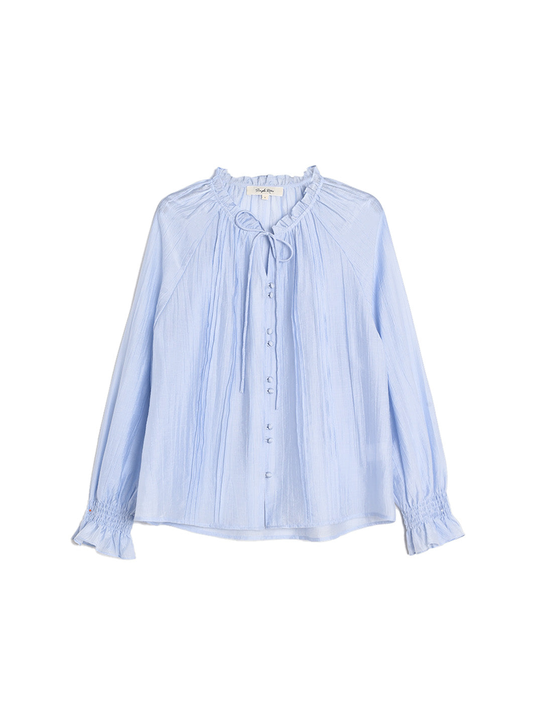 Sana Ruffle Collar Tie Blouse - Blue