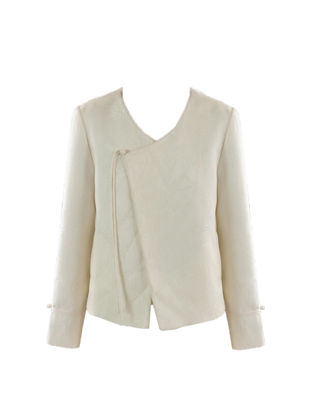 Jade Classical V-Neck Embossed Jacket