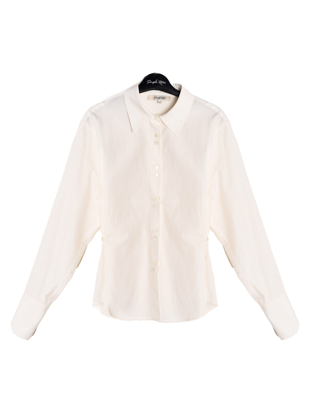 Daphne Simple Lapel Waist Blouse - White