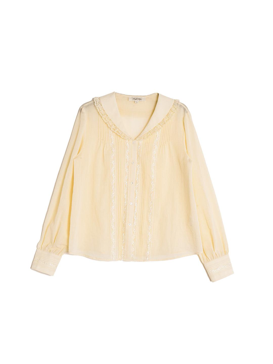 Alessa V-Neck Embroidery Cotton Blouse