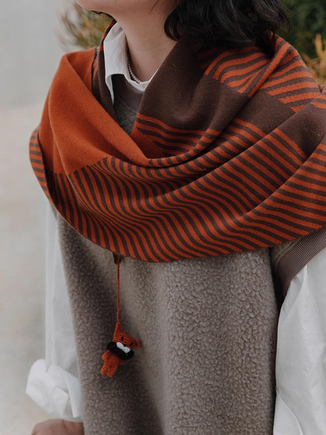 Chowxiaodou Wool Knit Triangle Scarf