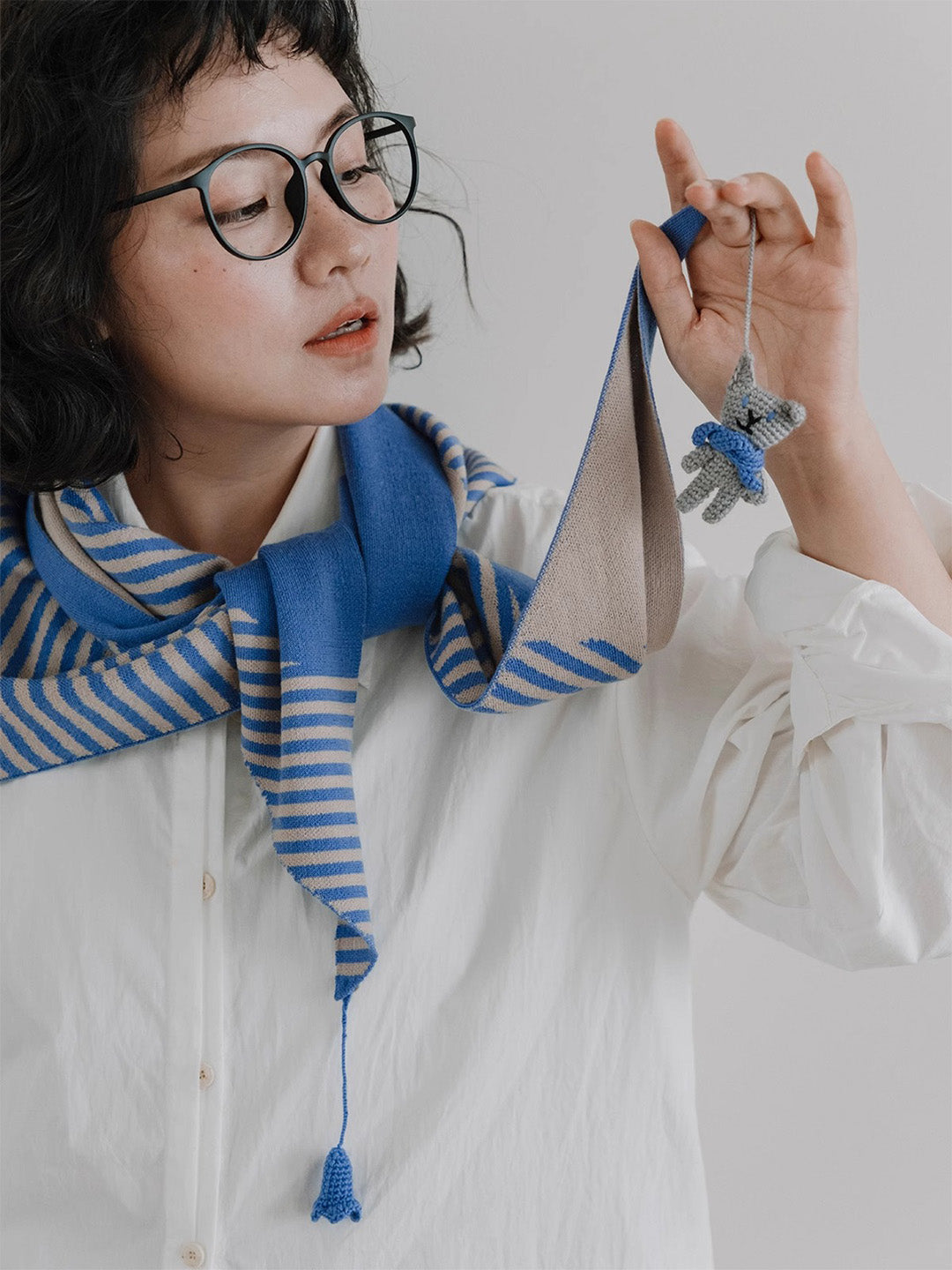 Chowxiaodou Wool Knit Triangle Scarf