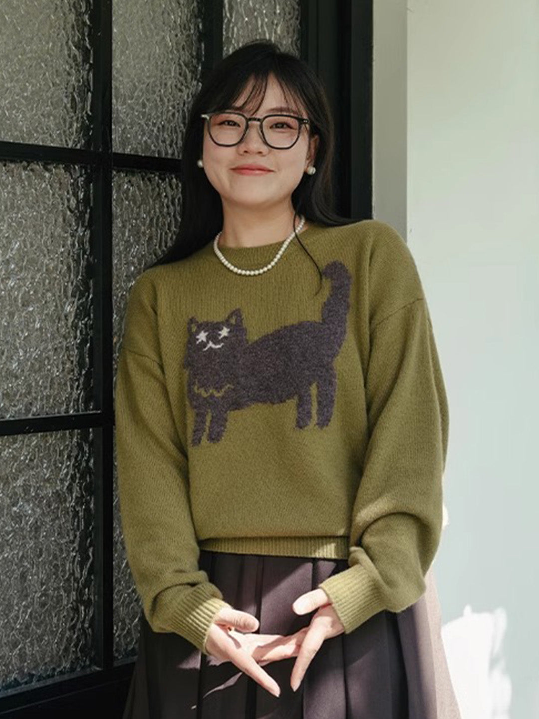 Chowxiaodou 100% Wool Knit Sweater