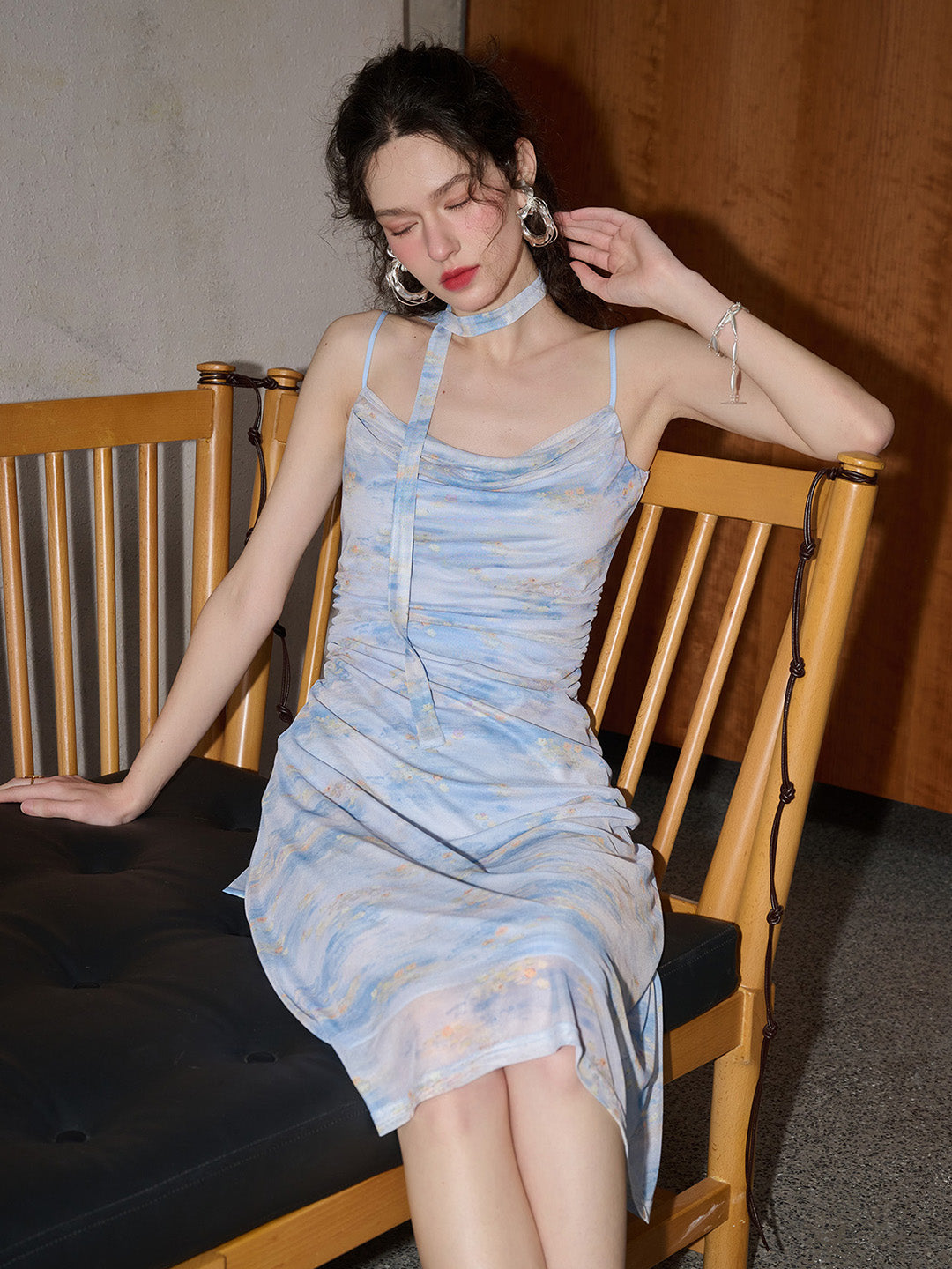 【Final Sale】Monet Oil Painting Suspender Dress