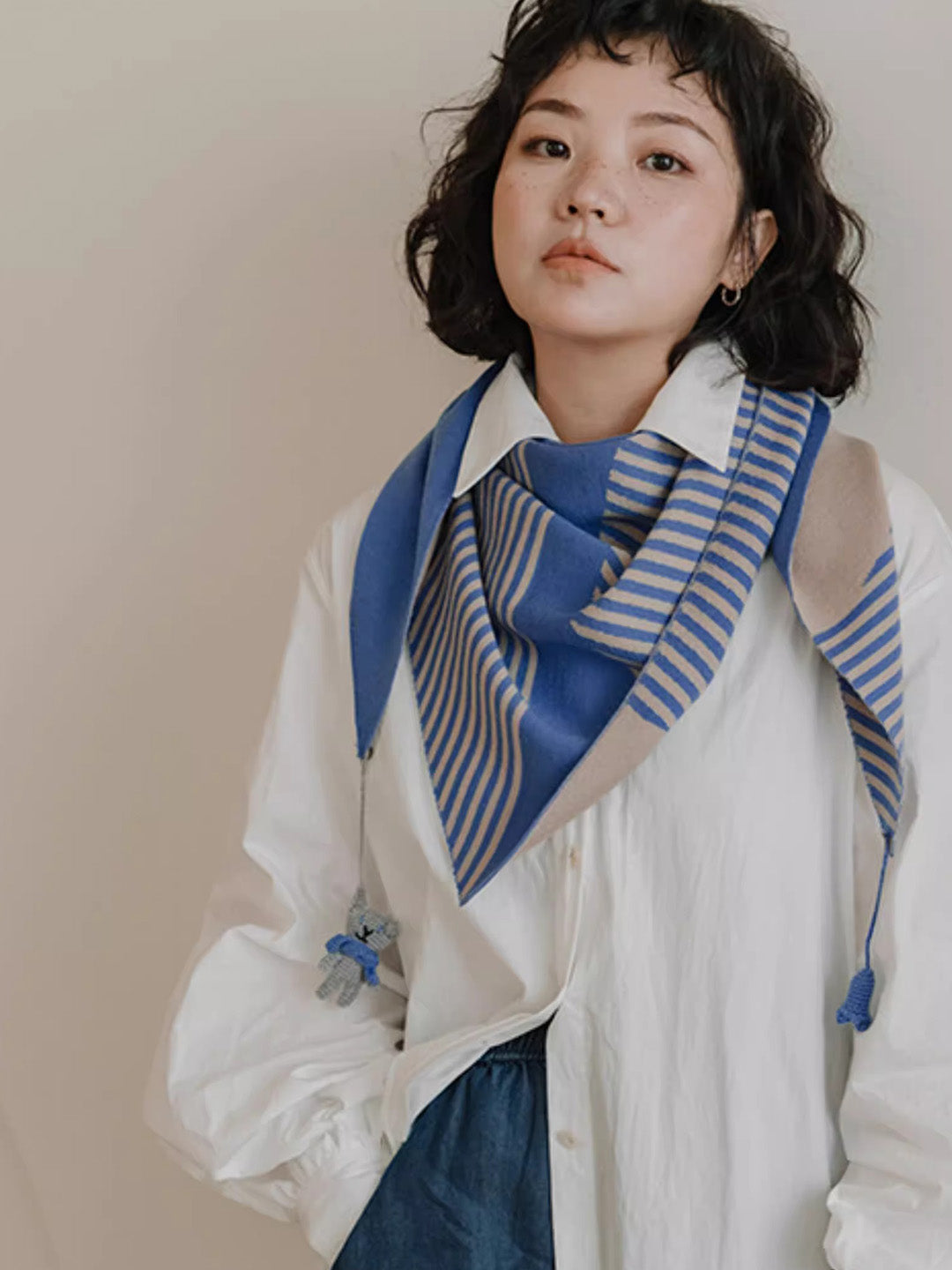 Chowxiaodou Wool Knit Triangle Scarf