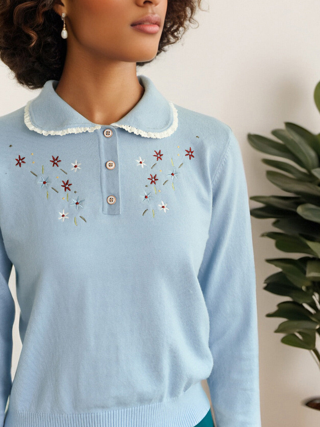 【Final Sale】Martha Peter Pan Collar Embroidery Sweater