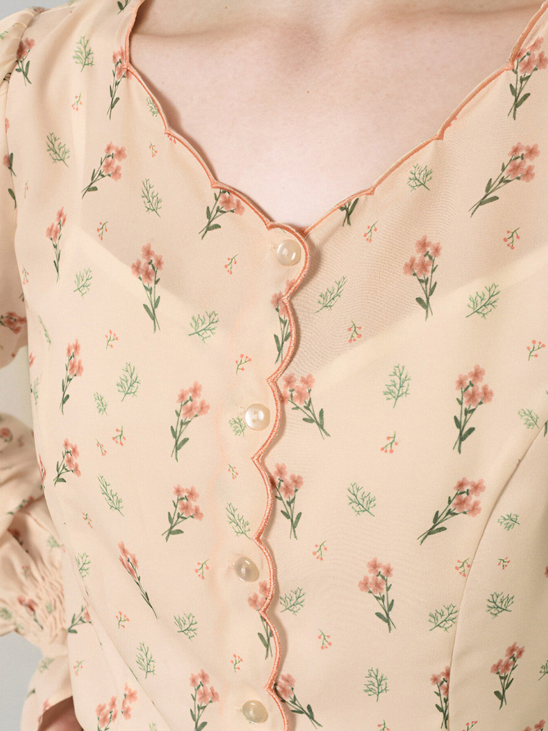 【Final Sale】Harlee Retro Wave V-Neck Floral Blouse