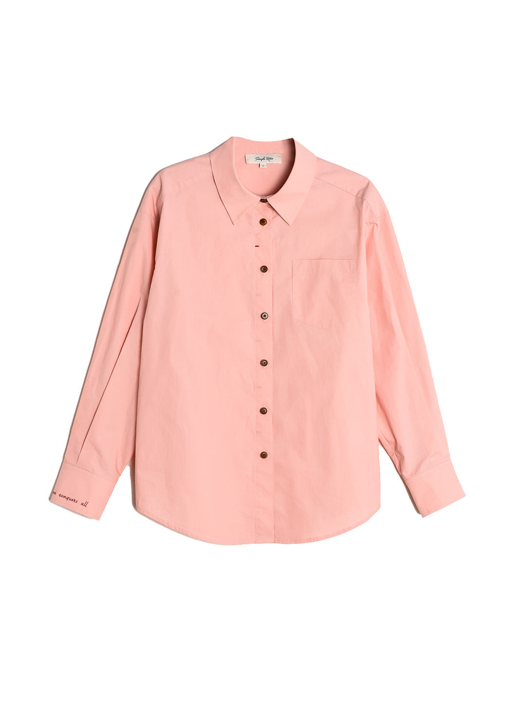 Claire Simple Lapel Pocket Blouse - Pink