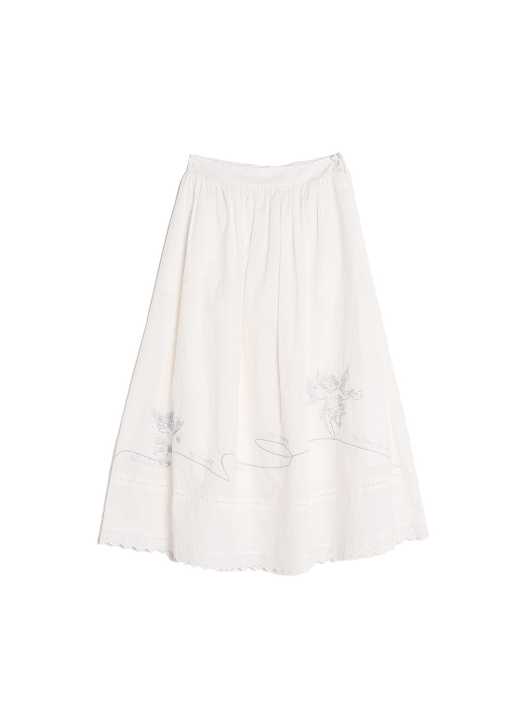 Ava Embroidery White Cotton Skirt