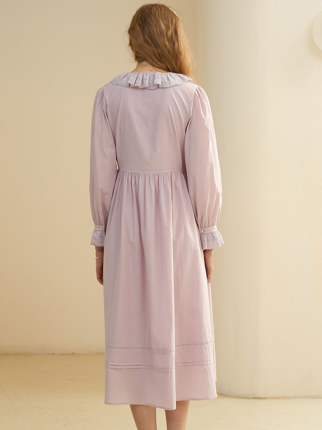 【Final Sale】Aubrie Floral Embroidery Lace Panel Cotton Dress