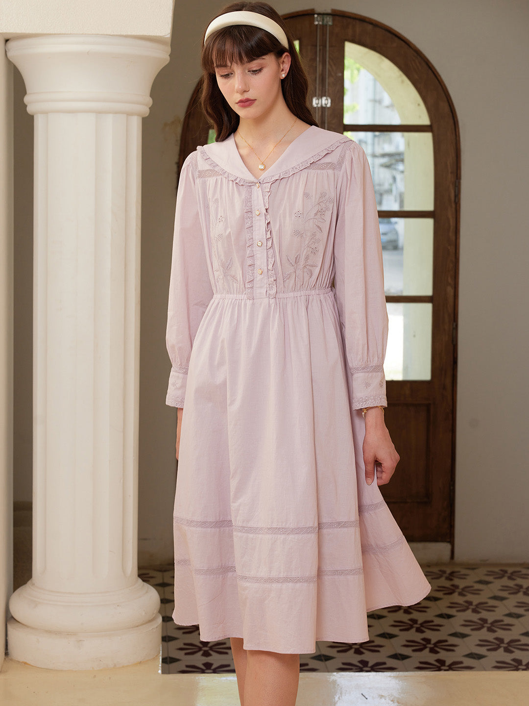 【Final Sale】Kaylani V-neck Raspberry Embroidered Lace Purple Dress