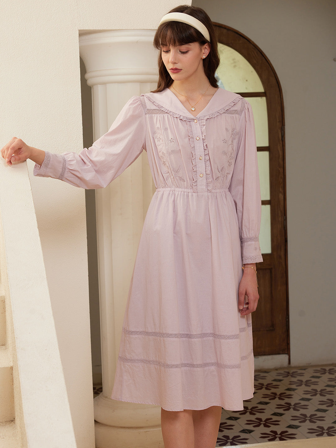 【Final Sale】Kaylani V-neck Raspberry Embroidered Lace Purple Dress