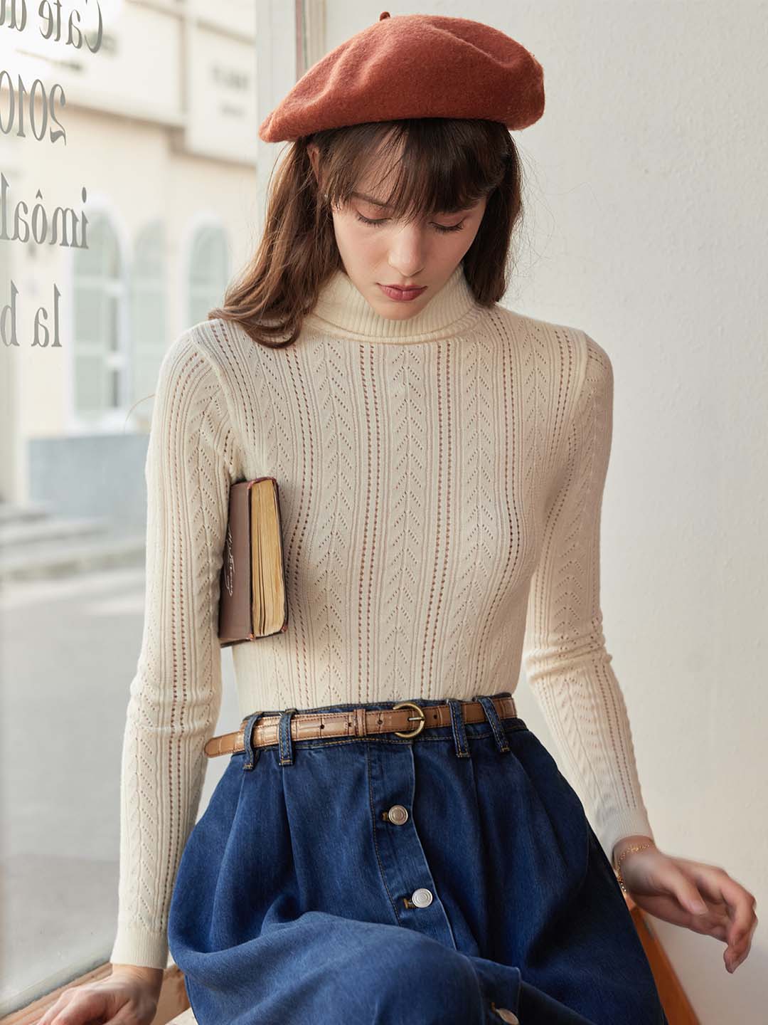 【Final Sale】Ariana Solid Color Turtleneck Slim Fit Knitted Top