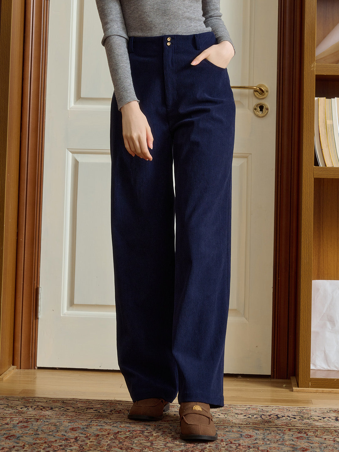 Novah Vintage Two-button Straight Corduroy Trousers