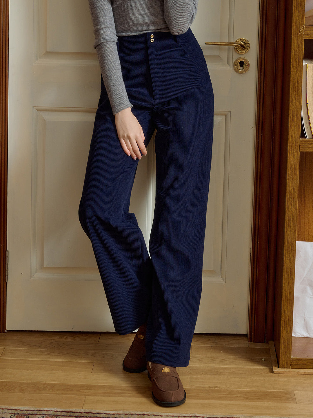 Novah Vintage Two-button Straight Corduroy Trousers