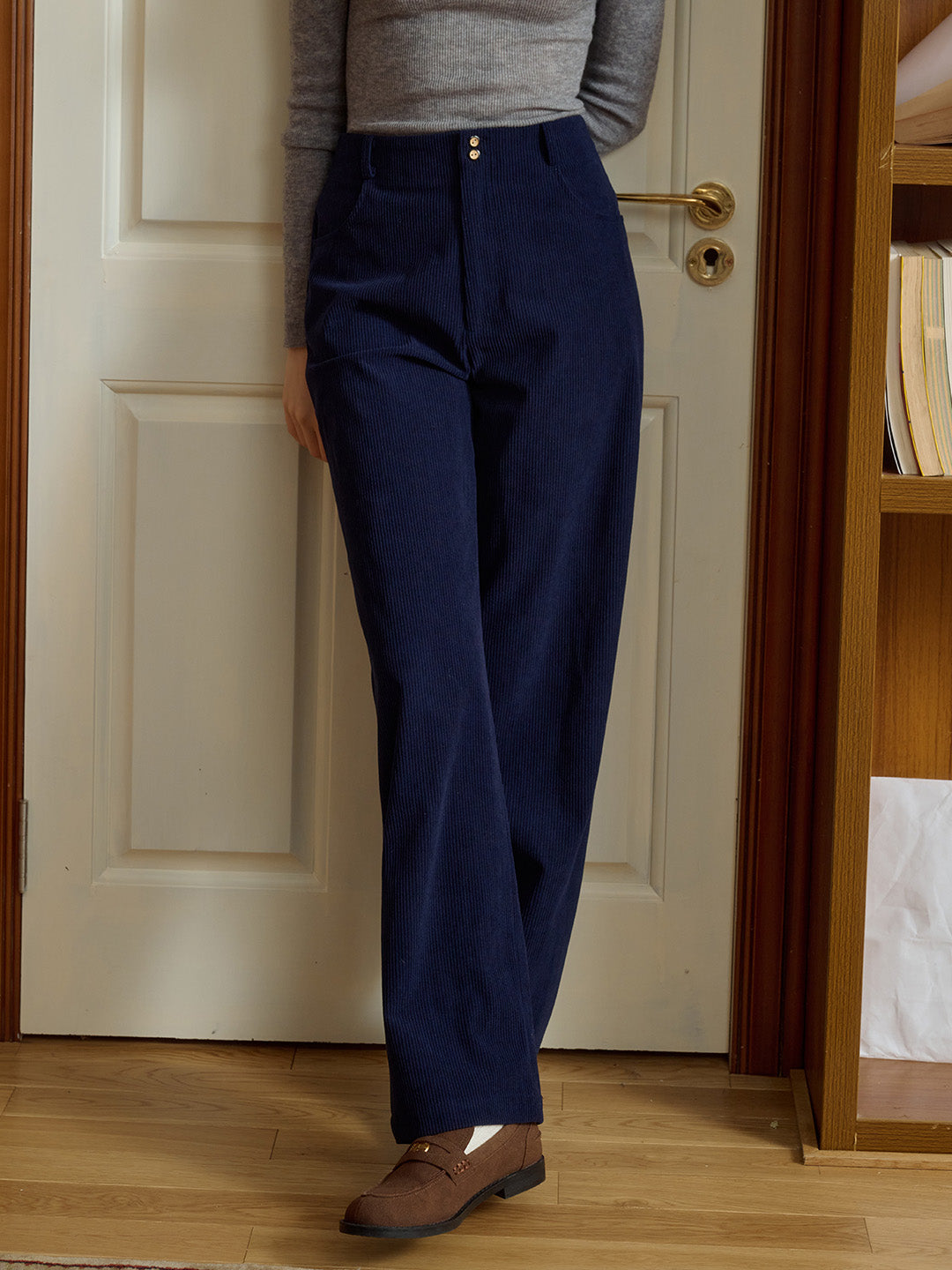 Novah Vintage Two-button Straight Corduroy Trousers