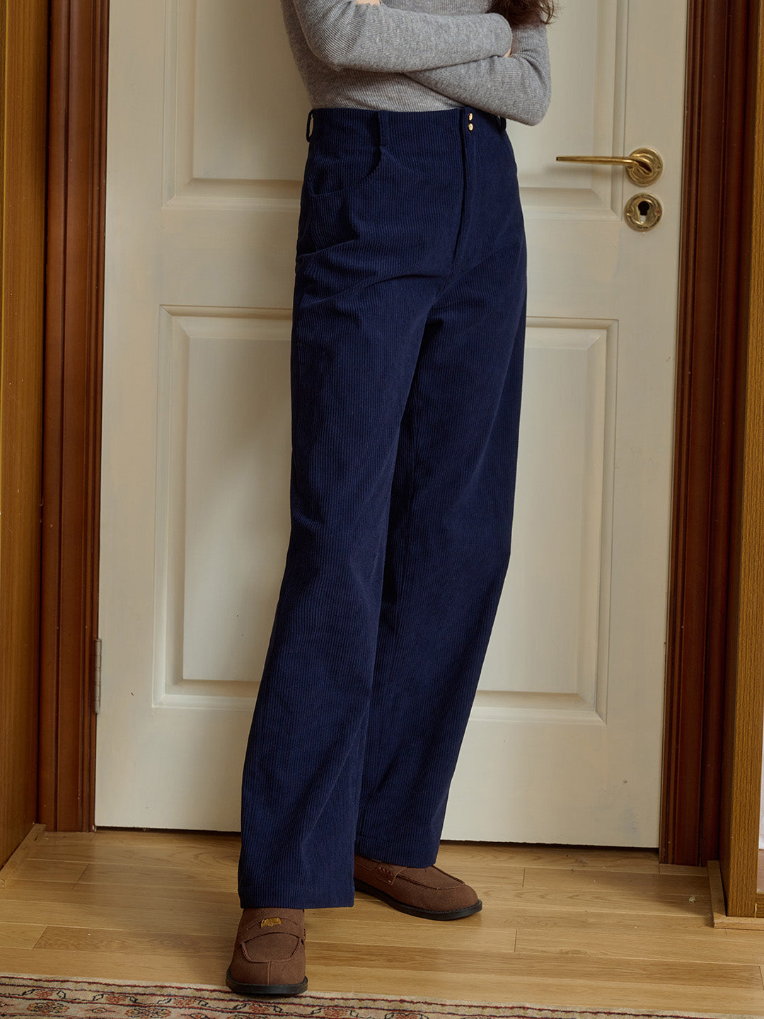 Novah Vintage Two-button Straight Corduroy Trousers