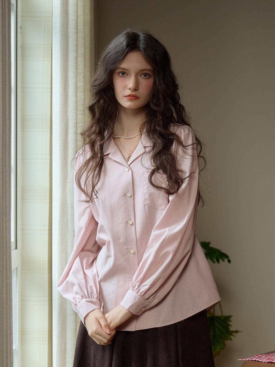 Estelle Vintage Elegant Lapel Pocket Shirt