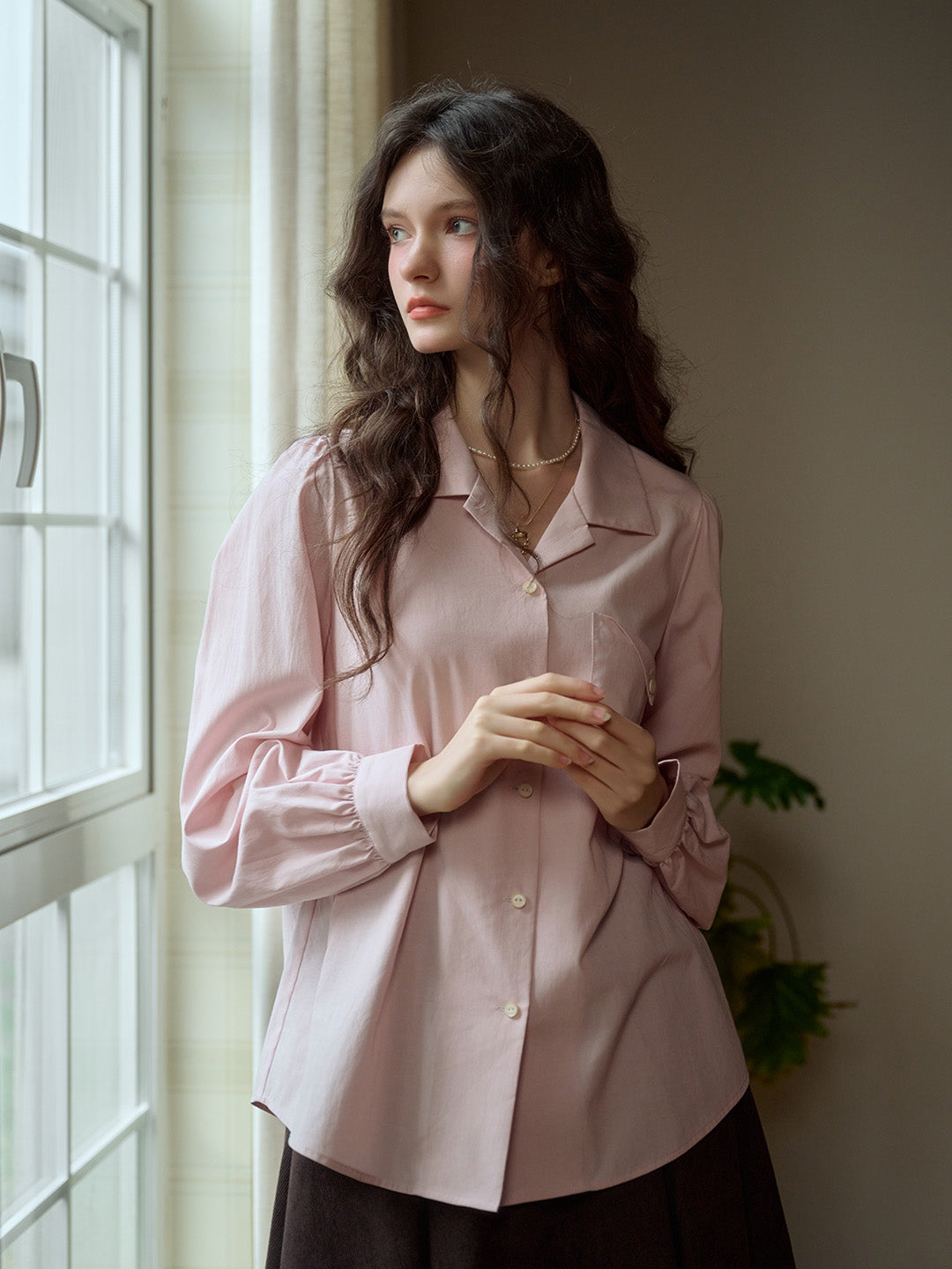 Estelle Vintage Elegant Lapel Pocket Shirt