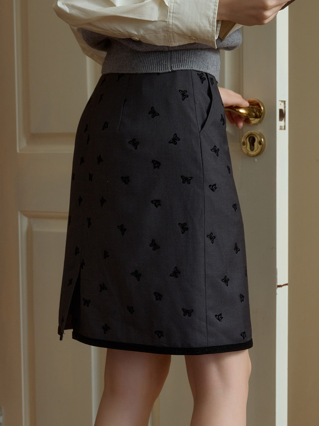 Selene SR Logo Butterfly Flocked Skirt