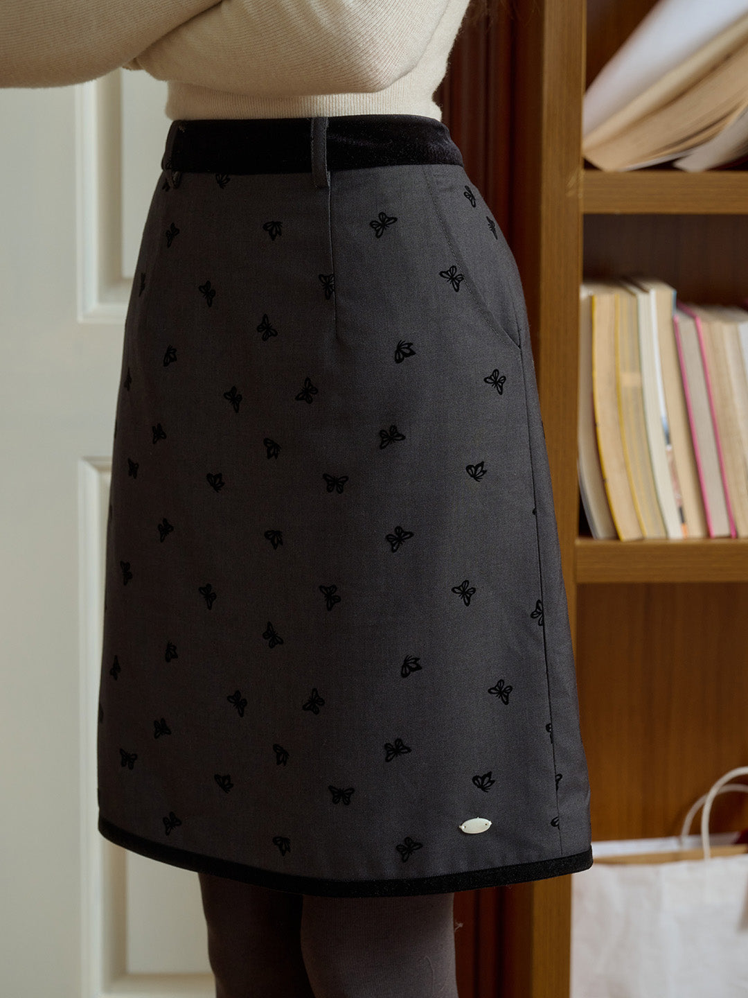 Selene SR Logo Butterfly Flocked Skirt