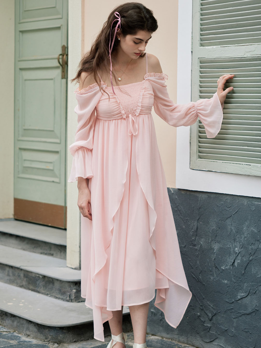 【Final Sale】Lakelyn Romantic Sweet Square Neck Pink Dress