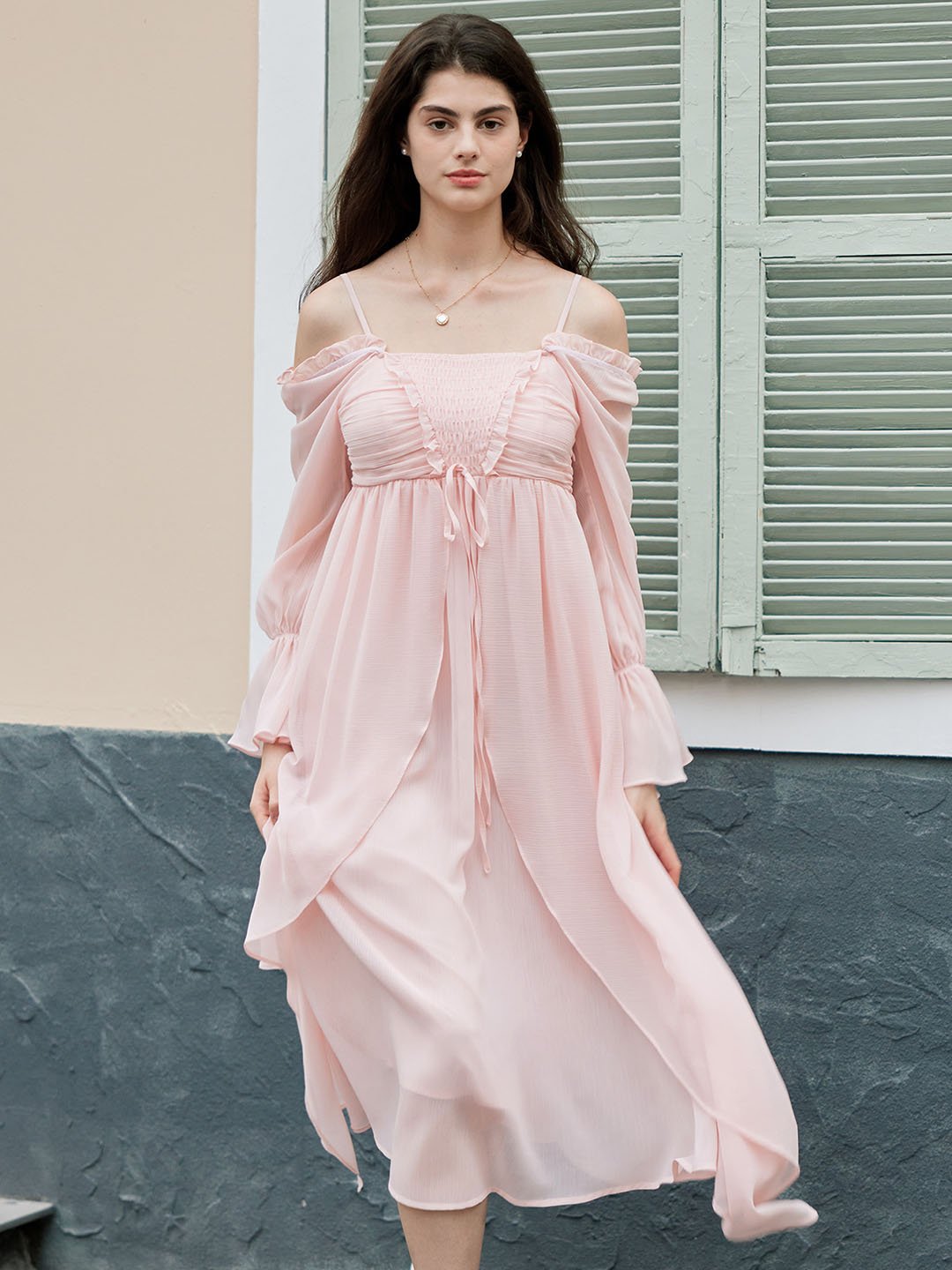 【Final Sale】Lakelyn Romantic Sweet Square Neck Pink Dress