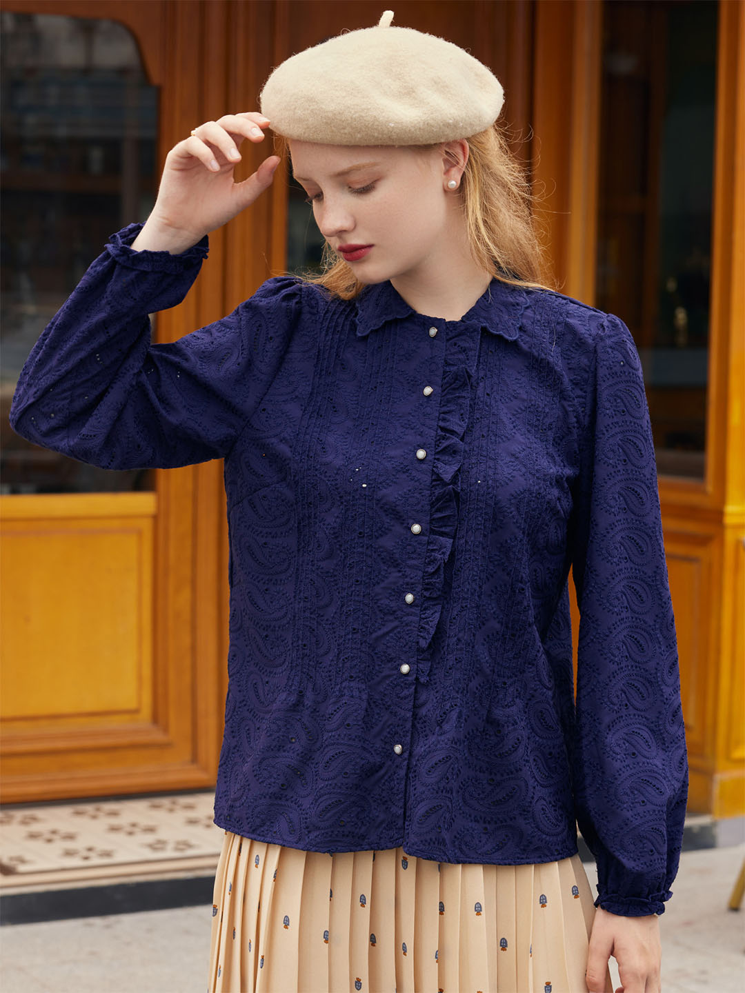 【Flash Sale】Tobey Navy Blue Blouse