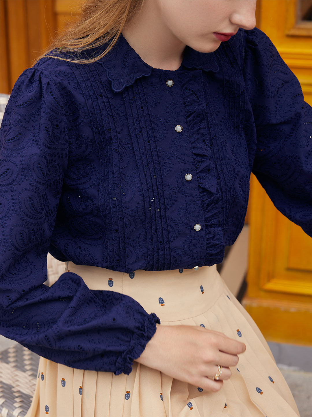 【Flash Sale】Tobey Navy Blue Blouse