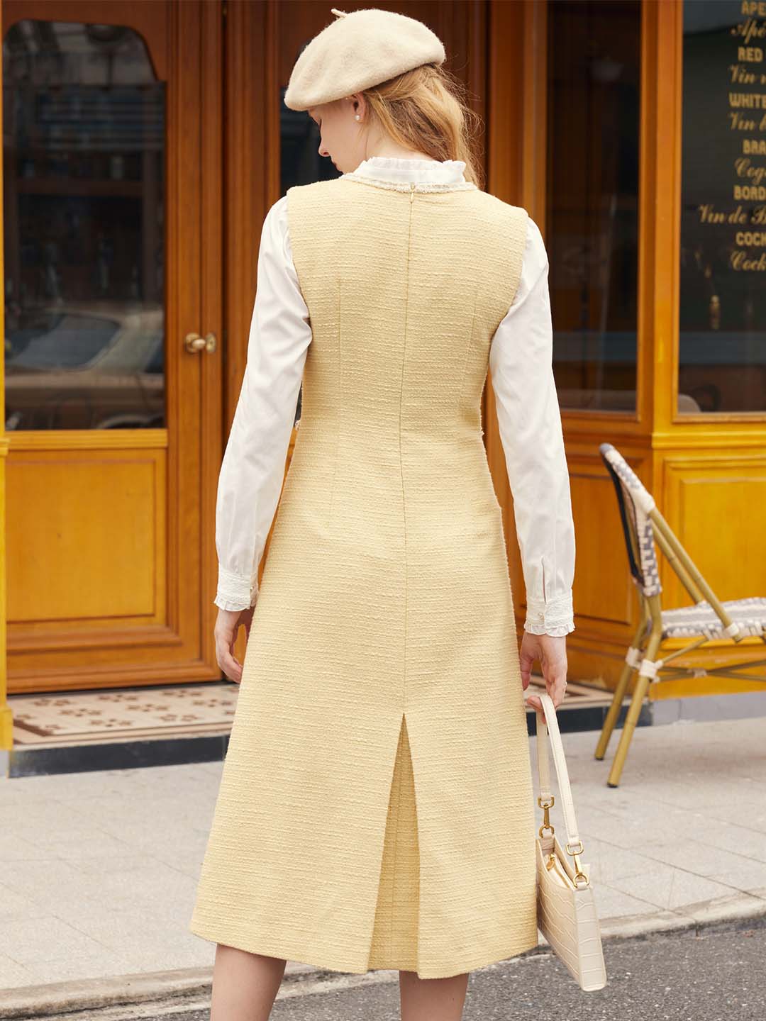 Kahlani Exquisite Vintage Sleeveless Tweed Vest Dress