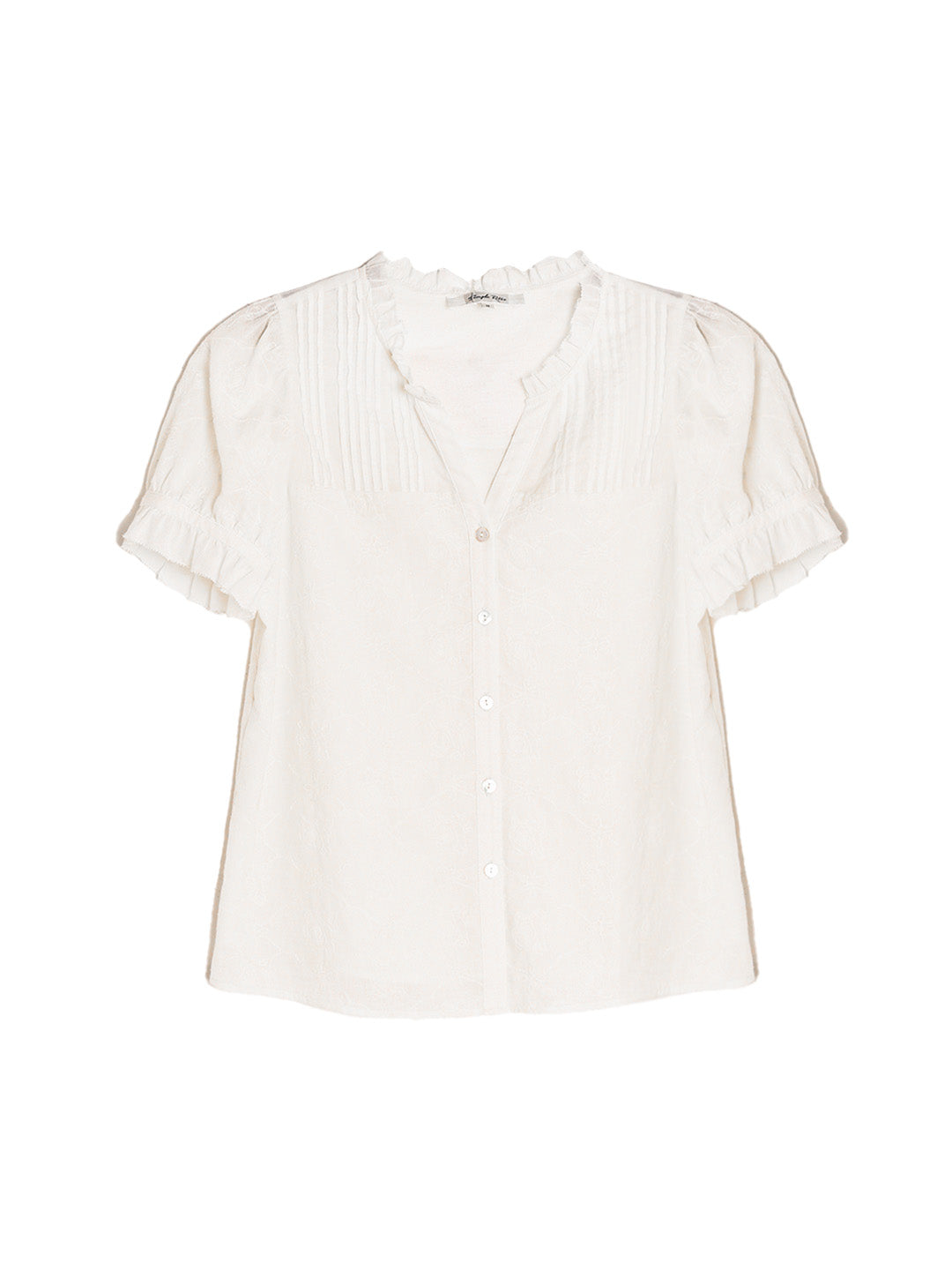 Kinnie V-Neck Embroidery Cotton Top