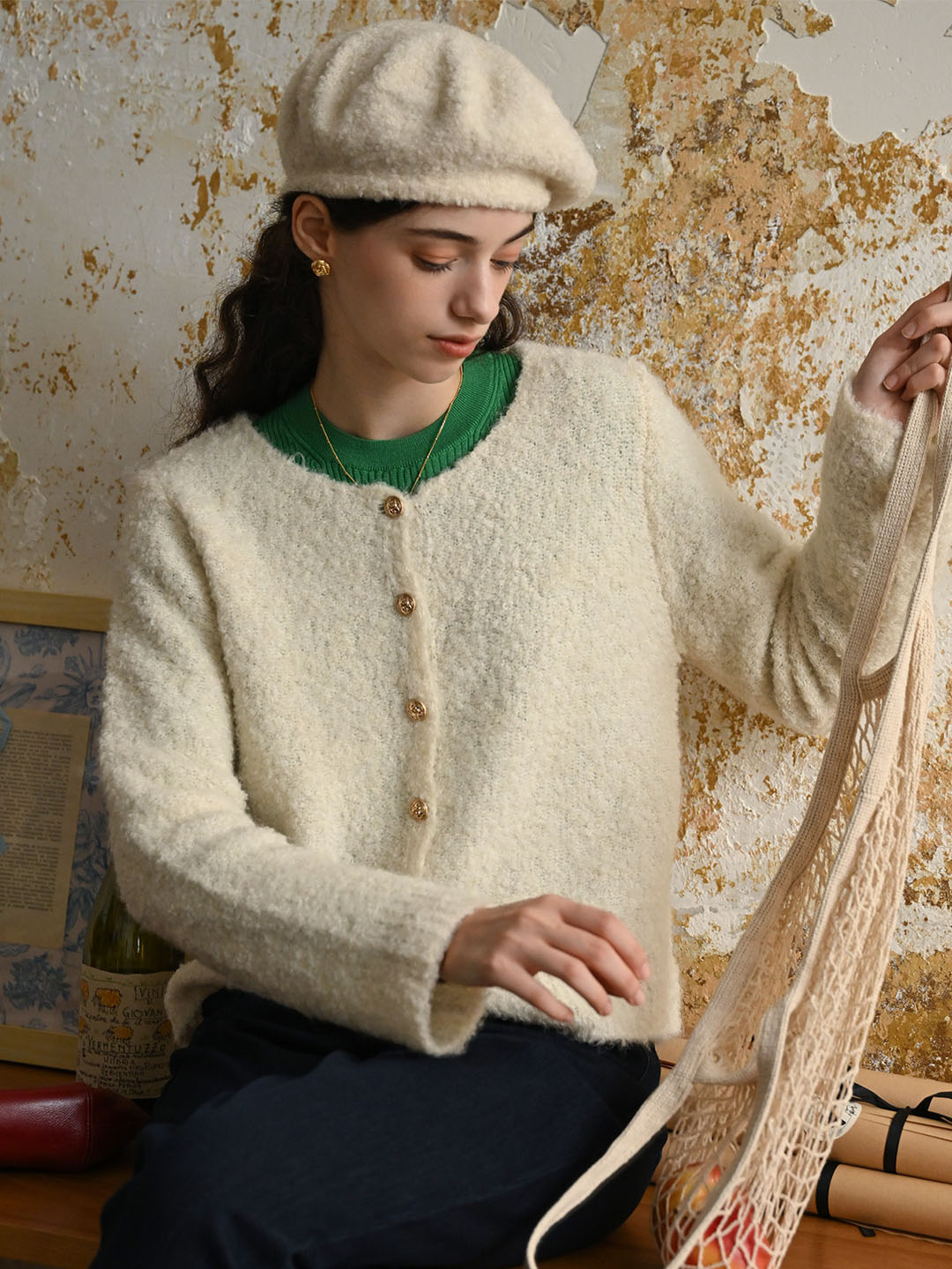 【Final Sale】Stella Crew Neck Solid Button Front Cardigan