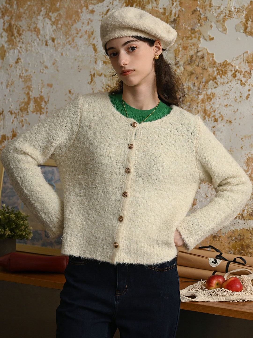 【Final Sale】Stella Crew Neck Solid Button Front Cardigan