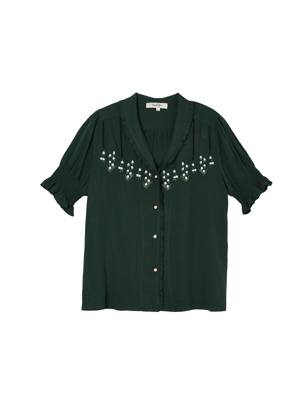 Convallaria Floral Embroidered Puff Top