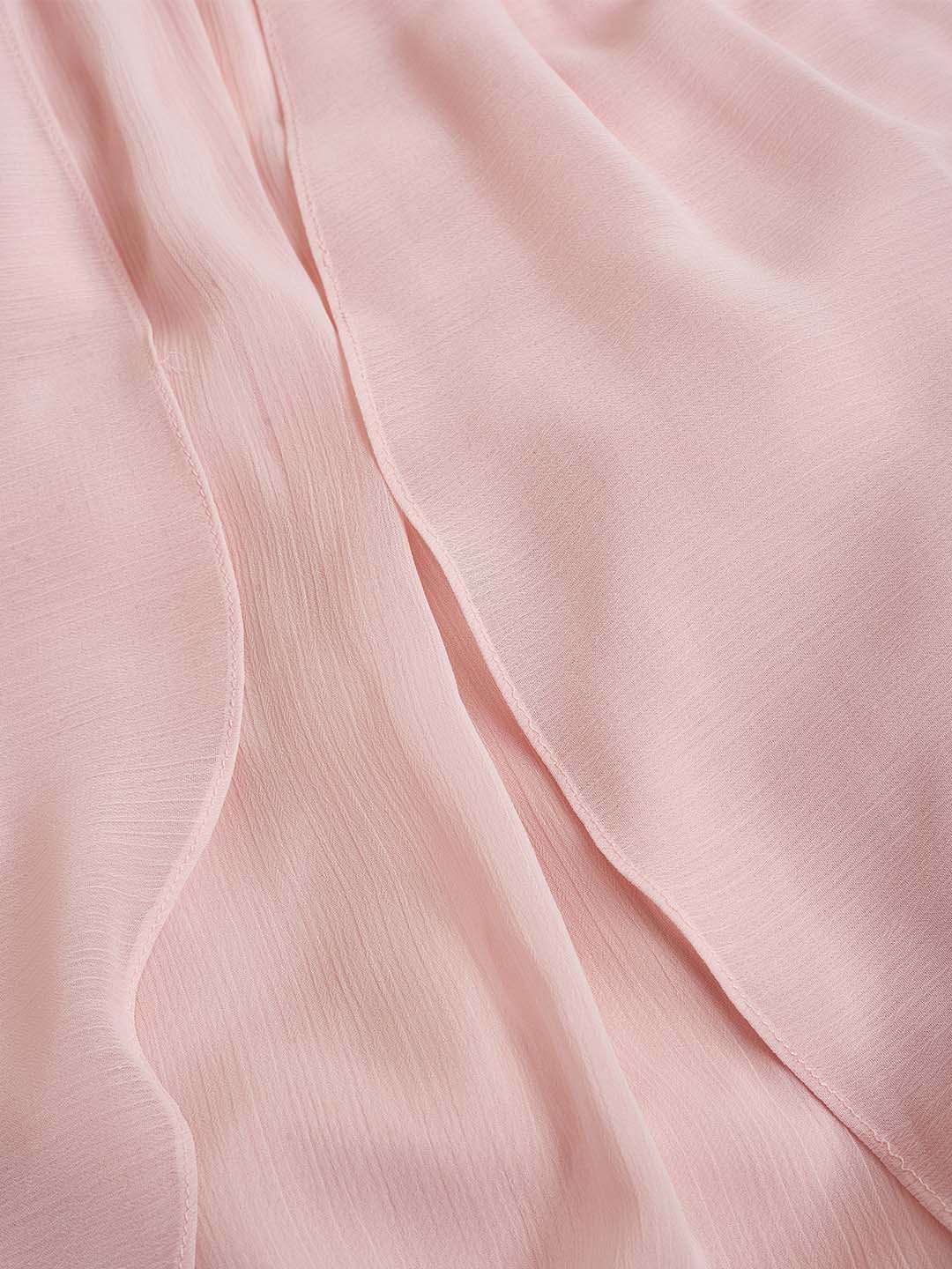 【Final Sale】Ariah Romantic Square Neck Ruffle Sleeves Pink Dress