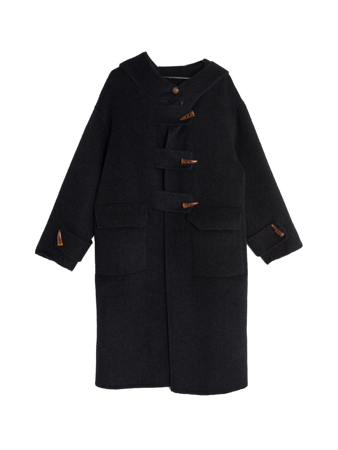 Harper Horn Button Long Vintage Wool Coat