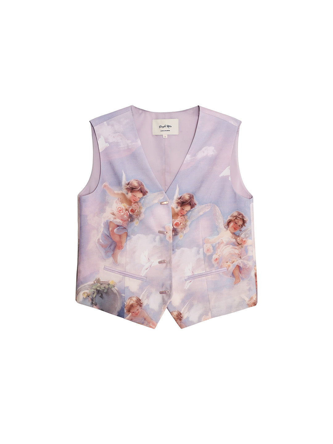 Daniella Exclusive Custom Angel Print V-neck Vest
