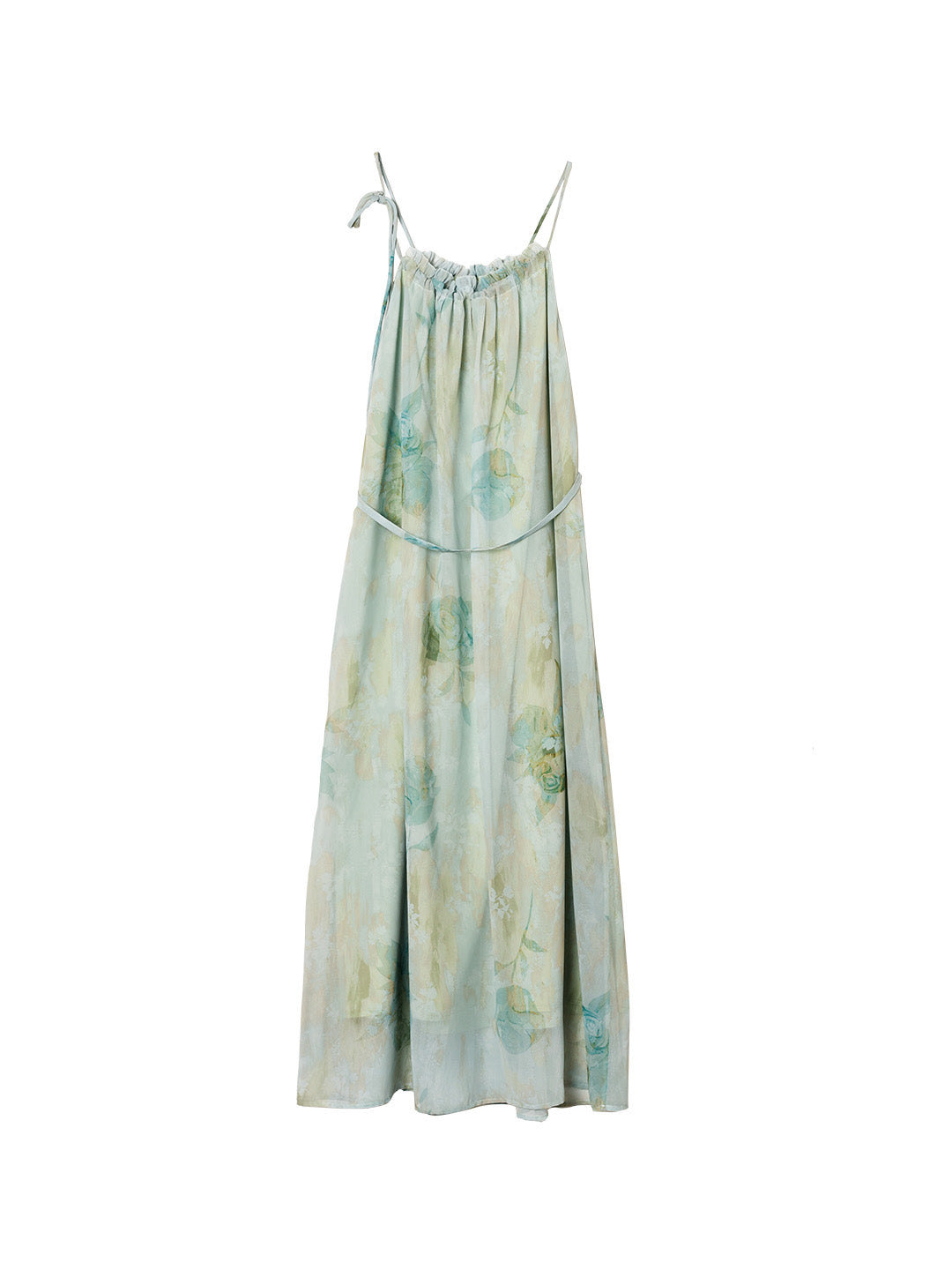 Cecelia Smudge-dyed Rose Print Chiffon Slip Dress