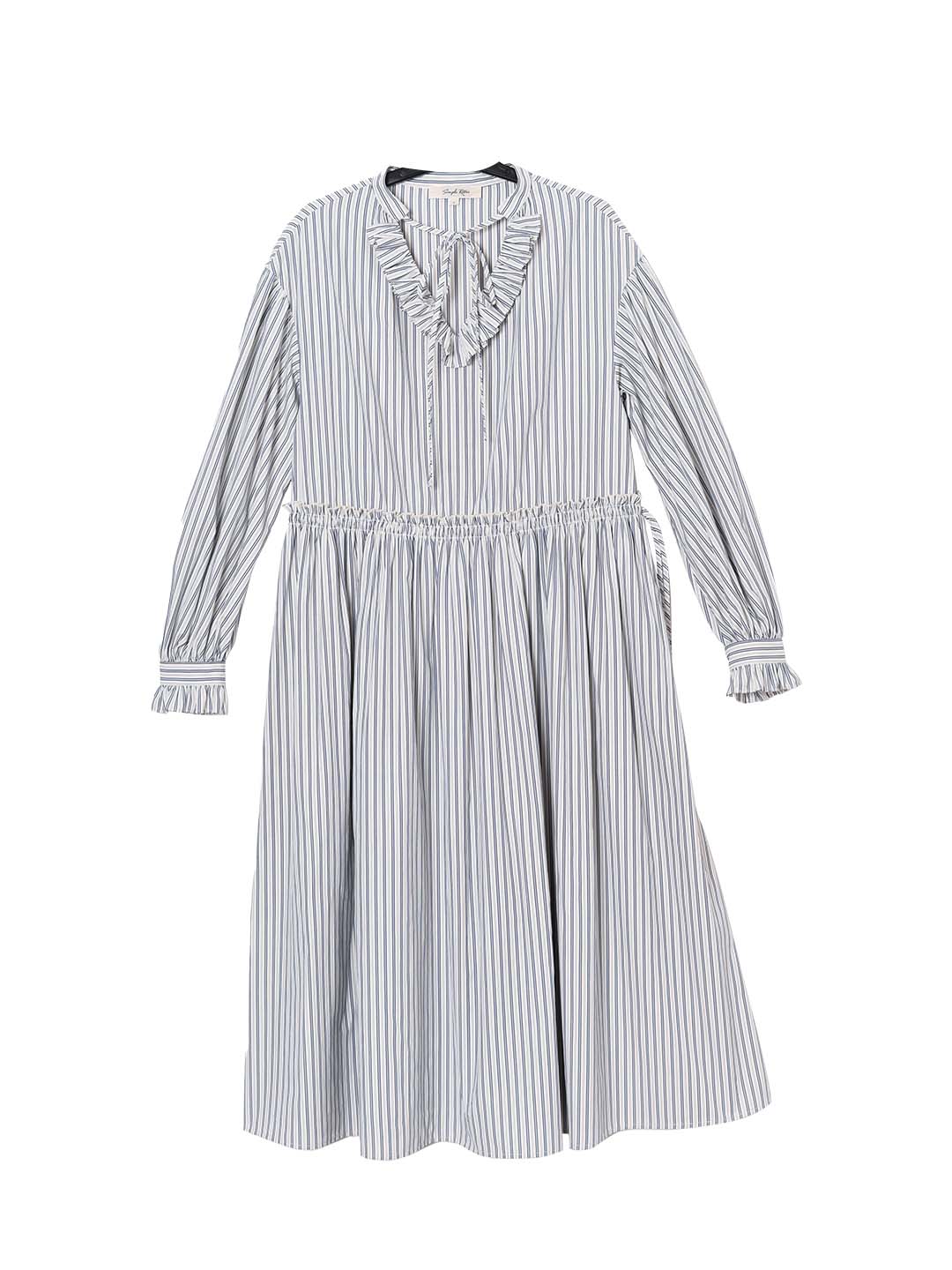 Rhea Trimmed Lace-up V-neck Striped Trimmed Sleeves Dress