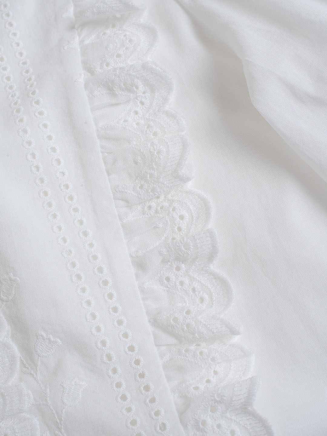 【Final Sale】Braelyn French Vintage Embroidery Lace Panel Cotton Blouse