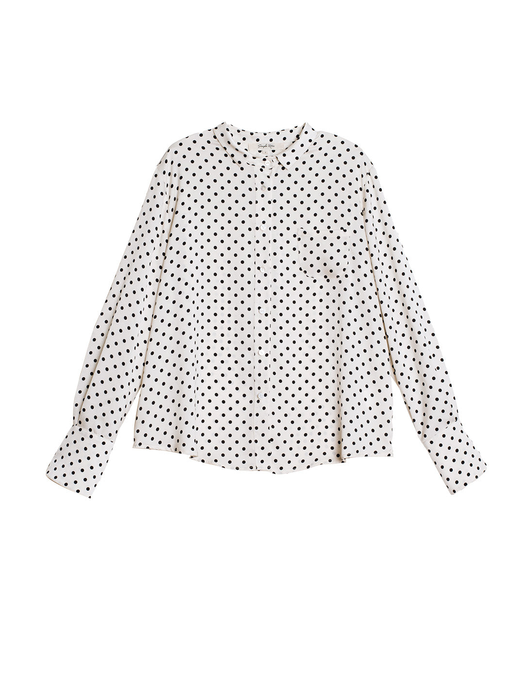 Barbara French Cuffs Polka Dot Small Lapel Blouse